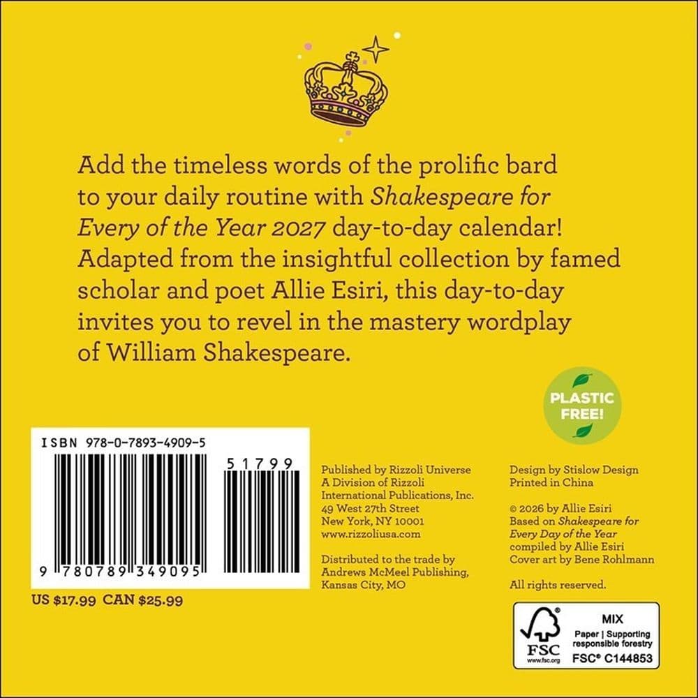 Shakespeare for Every Day of the Year 2027 Desk Calendar First Alternate Image