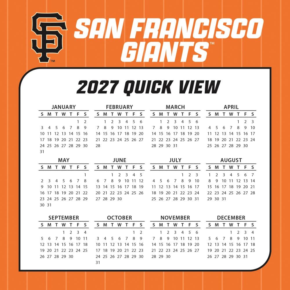 MLB San Francisco Giants 2027 Desk Calendar Fourth Alternate Image