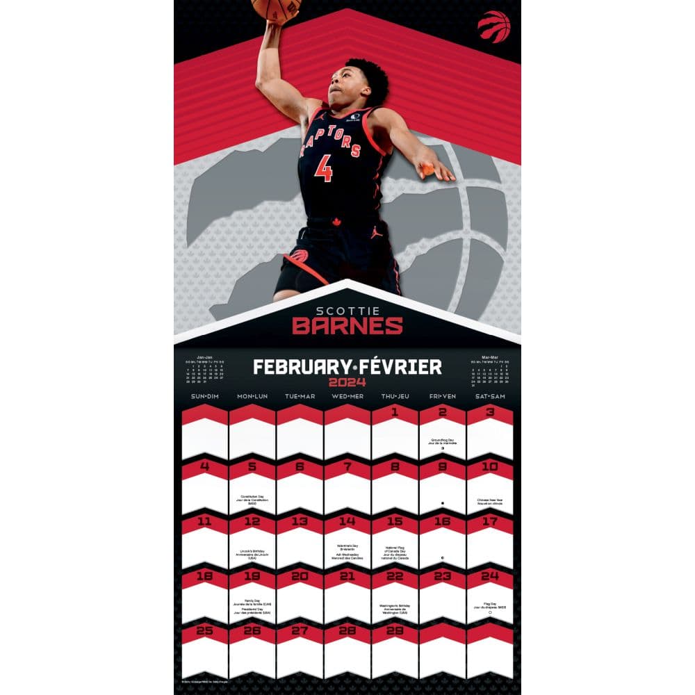 NBA Toronto Raptors 2024 Wall Calendar Alt3