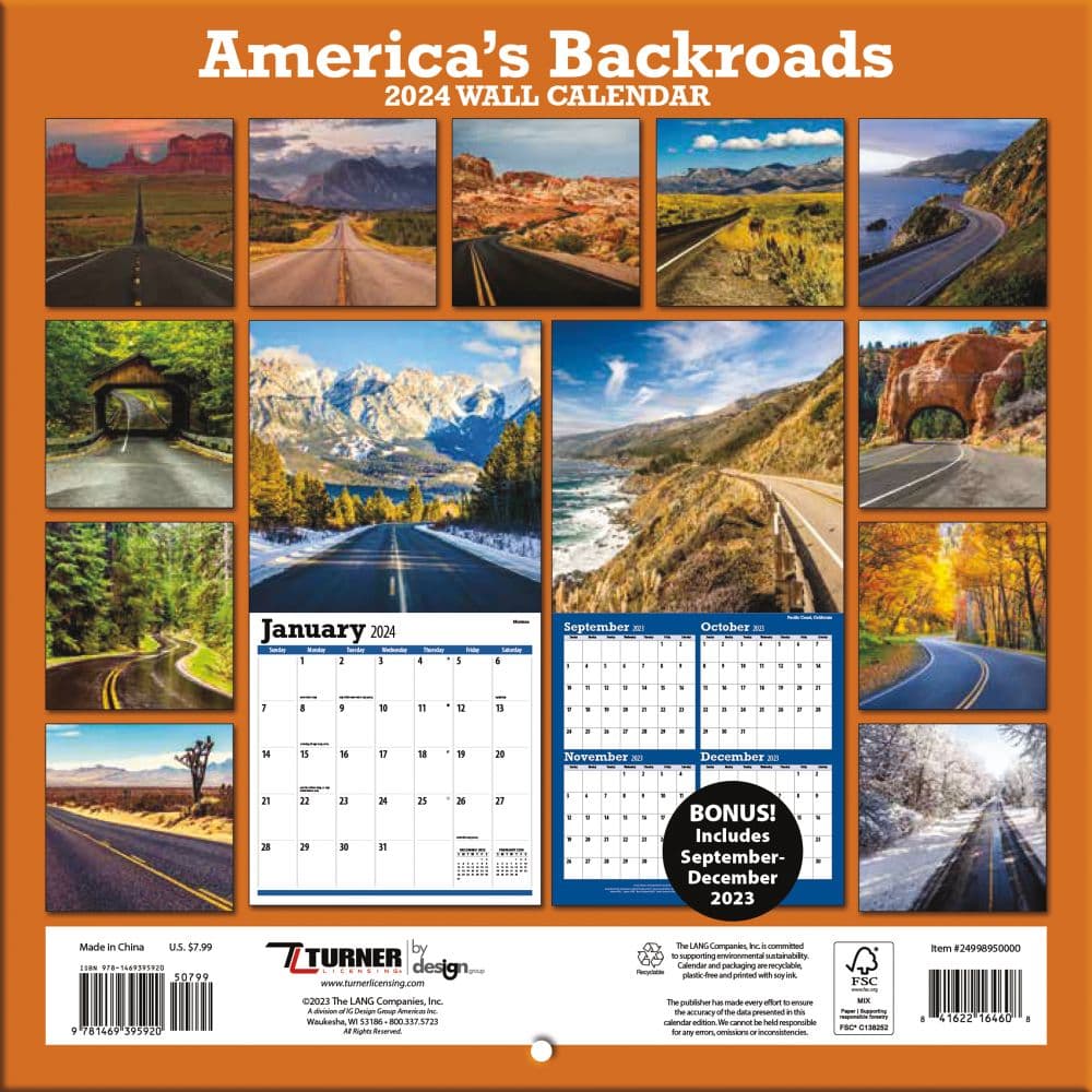 Americas Backroads 2024 Mini Wall Calendar