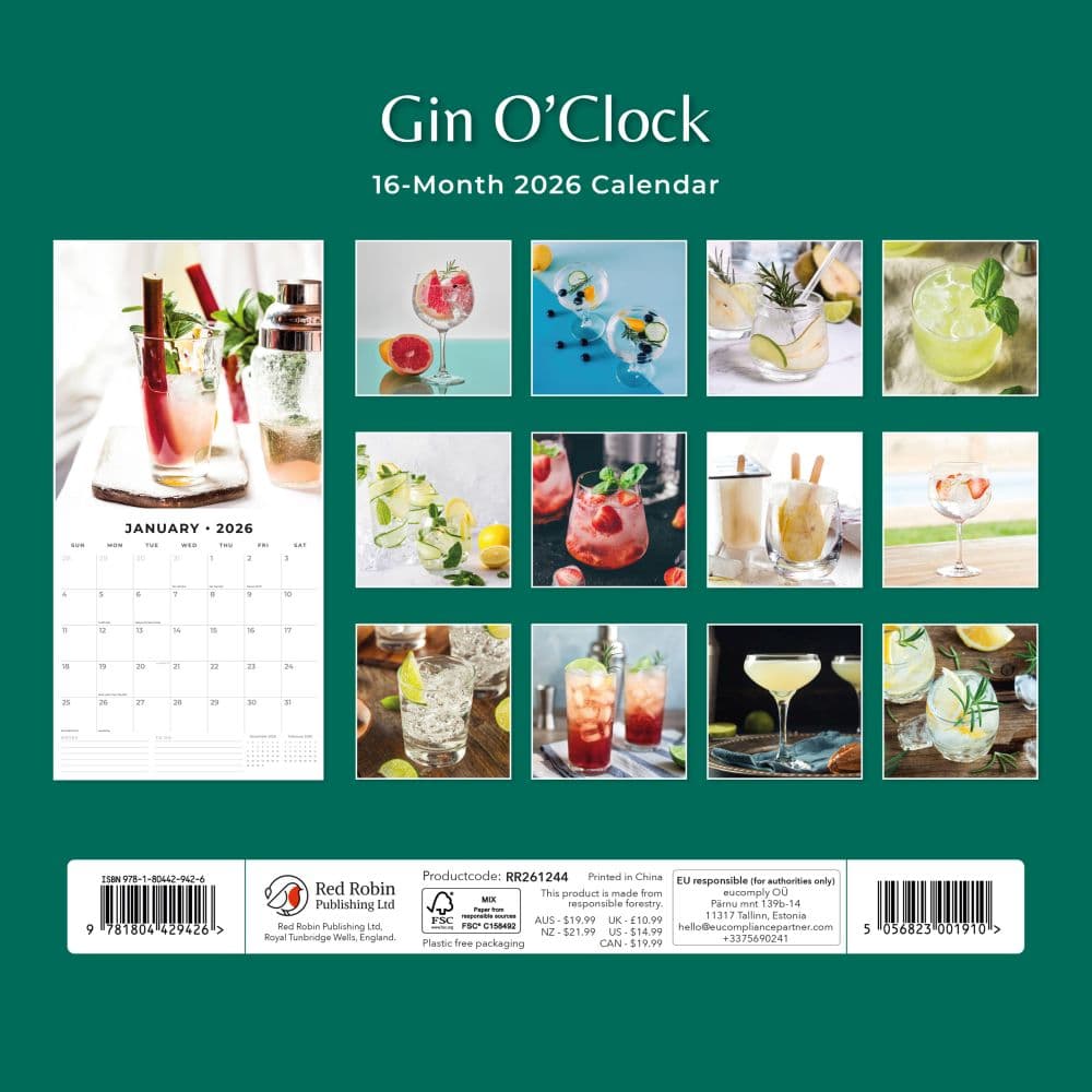 Gin OClock 2026 Wall Calendar First Alternate Image