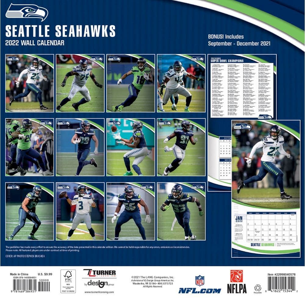 nfl seattle seahawks 2022 mini wall calendar calendarscom