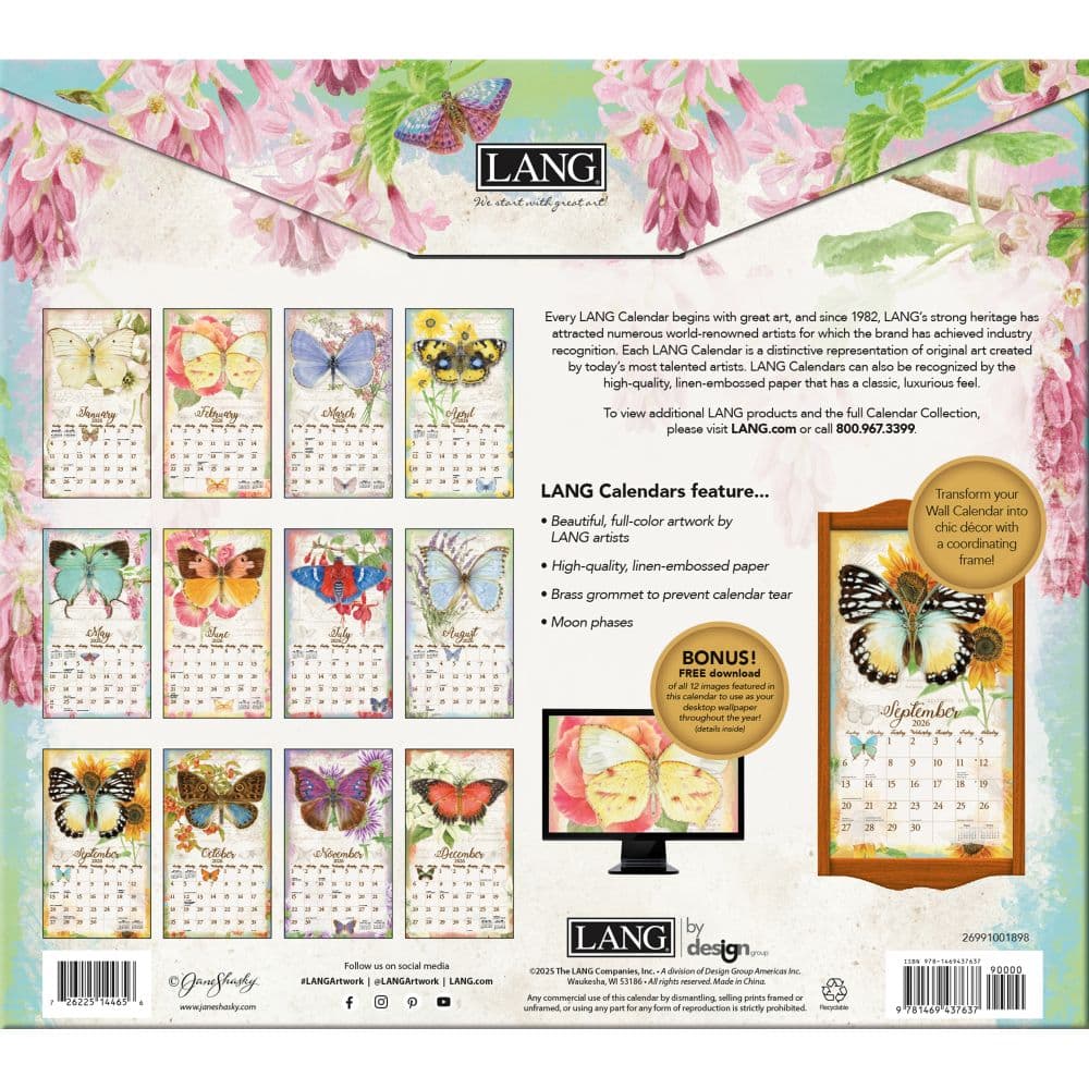 Butterflies 2026 Wall Calendar by Jane Shasky_ALT2