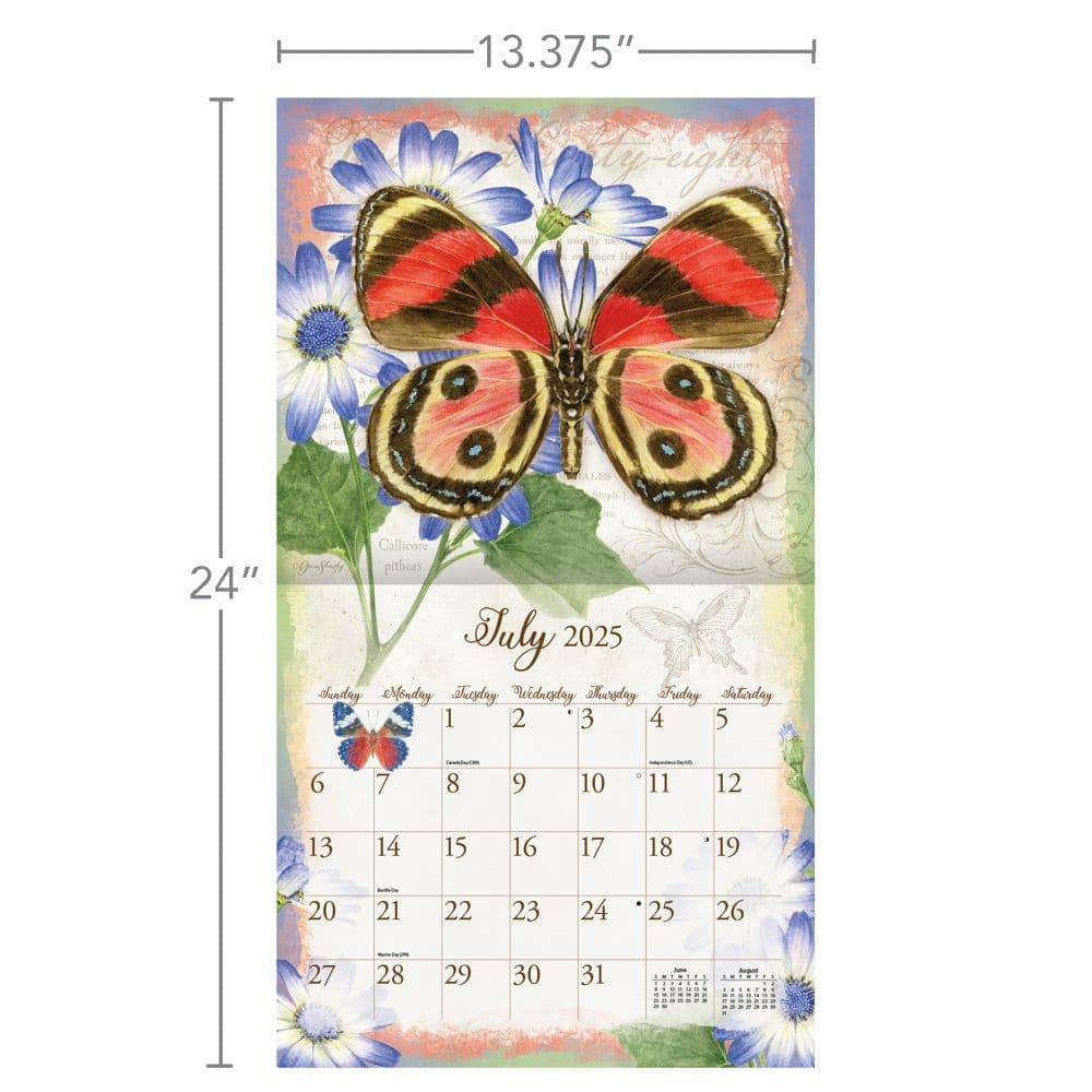 Butterflies by Jane Shasky 2025 Wall Calendar