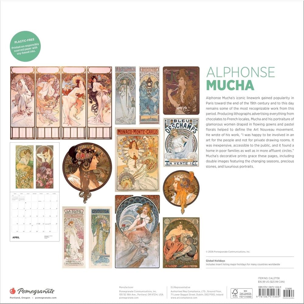 Alphonse Mucha 2027 Wall Calendar First Alternate Image