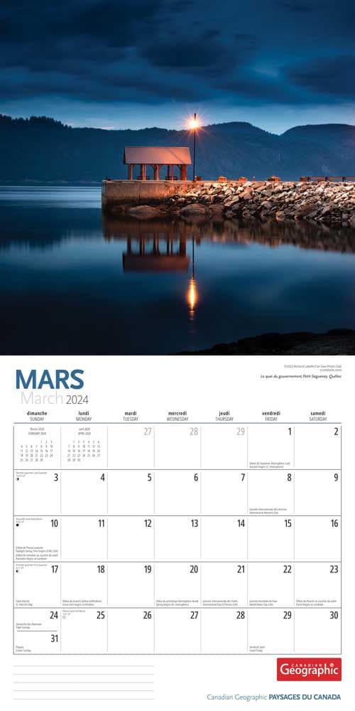 Canadian Geographic 2024 Wall Calendar March