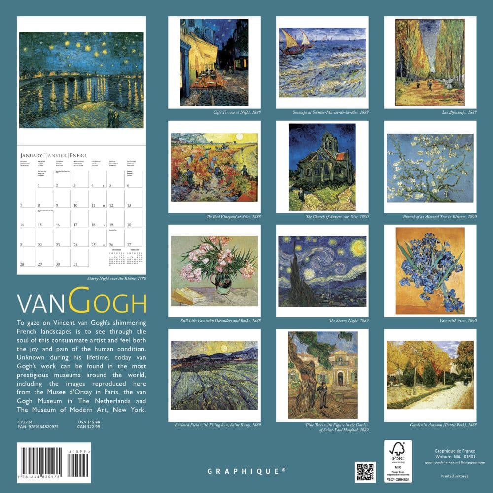 Van Gogh 2025 Wall Calendar