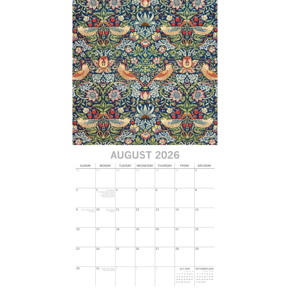 William Morris Rose 2026 Wall Calendar Third Alternate Image