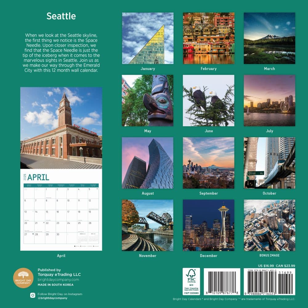Seattle 2025 Wall Calendar