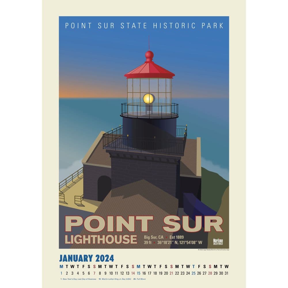 Pacific NW Lighthouses Poster 2024 Wall Calendar Second Alternate Image width=&quot;1000&quot; height=&quot;1000&quot;