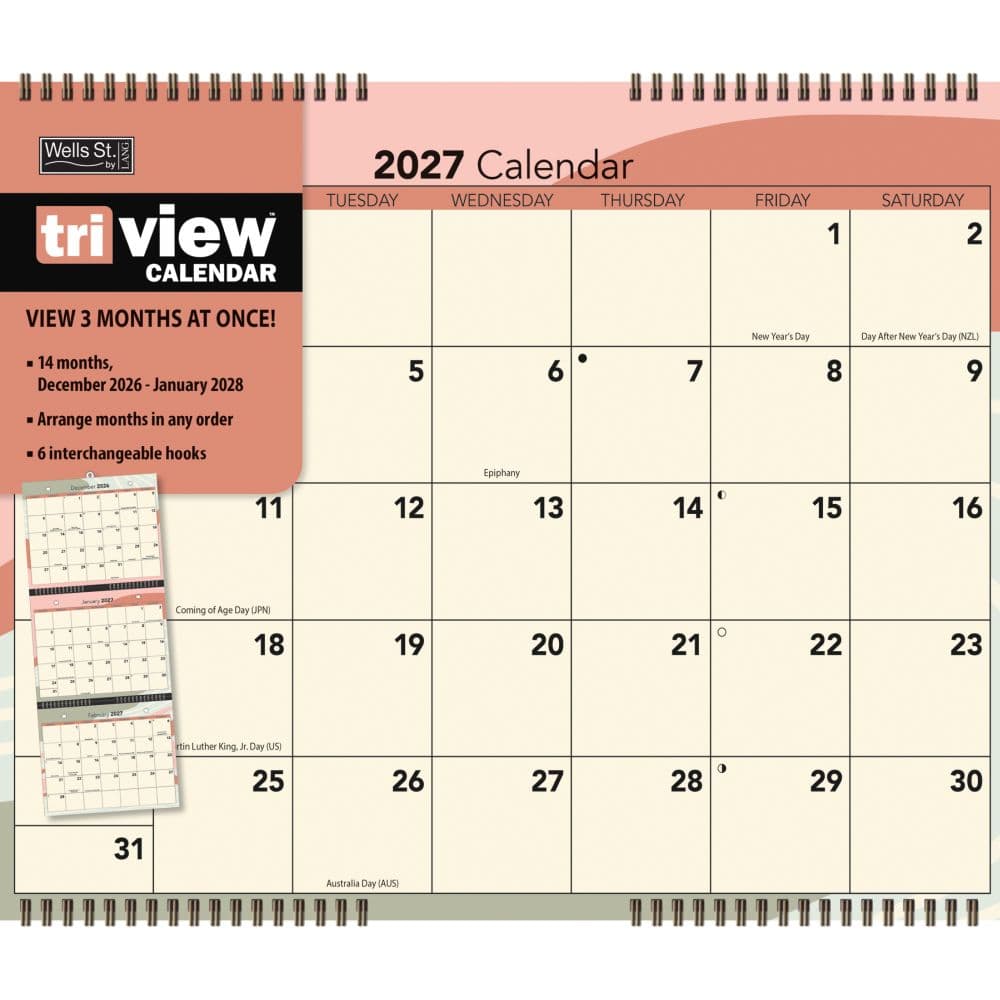 Focused Tri View 2027 Wall Calendar Main Product Image