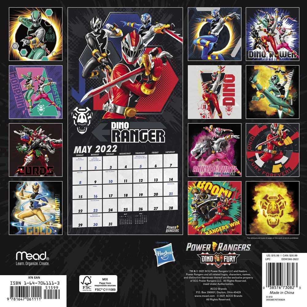 Power Rangers 2022 Wall Calendar Calendars Com