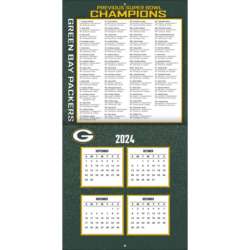 NFL Green Bay Packers 2025 Wall Calendar Second Alternate Image width=&quot;1000&quot; height=&quot;1000&quot;