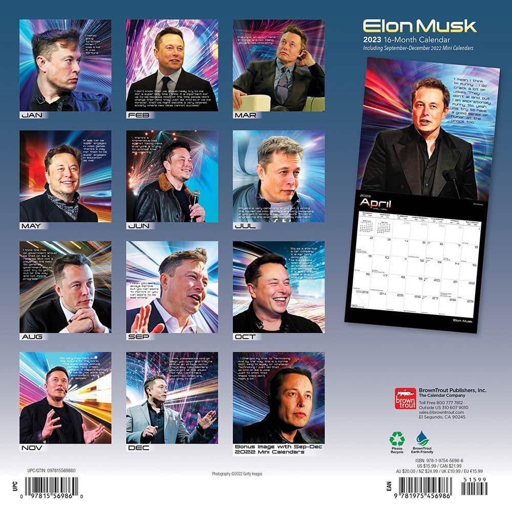 Elon Musk 2023 Wall Calendar - Calendars.com