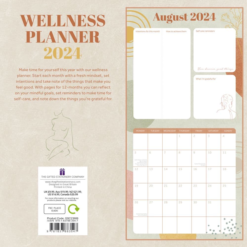 Wellness 2024 Planner 2024 Wall Calendar