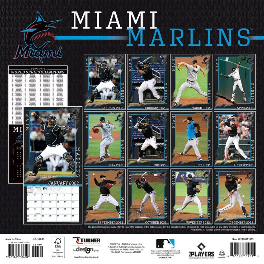 Marlins Schedule 2022 Mlb Miami Marlins 2022 Wall Calendar - Calendars.com