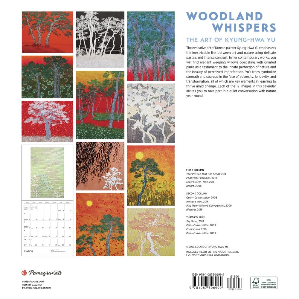 Yu Sacred Grove 2024 Wall Calendar