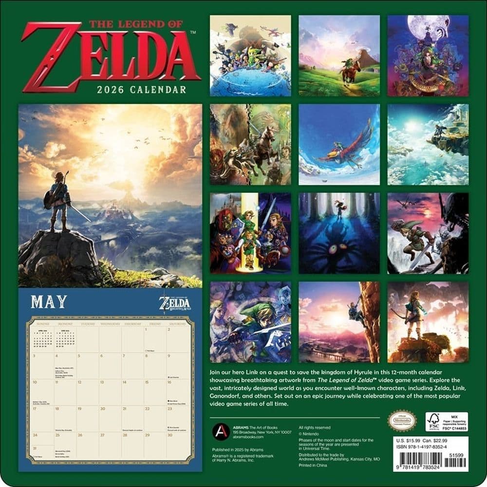 Legend of Zelda 2026 Wall Calendar First Alternate Image