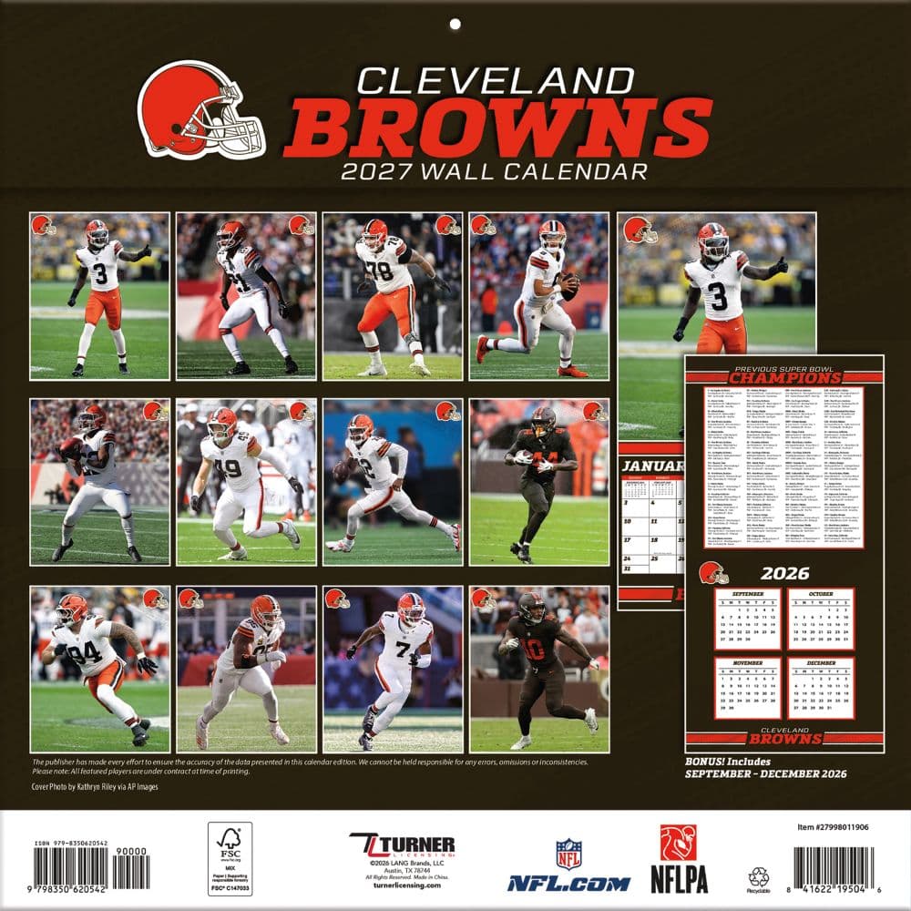 NFL Cleveland Browns 2027 Wall Calendar First Alternate Image