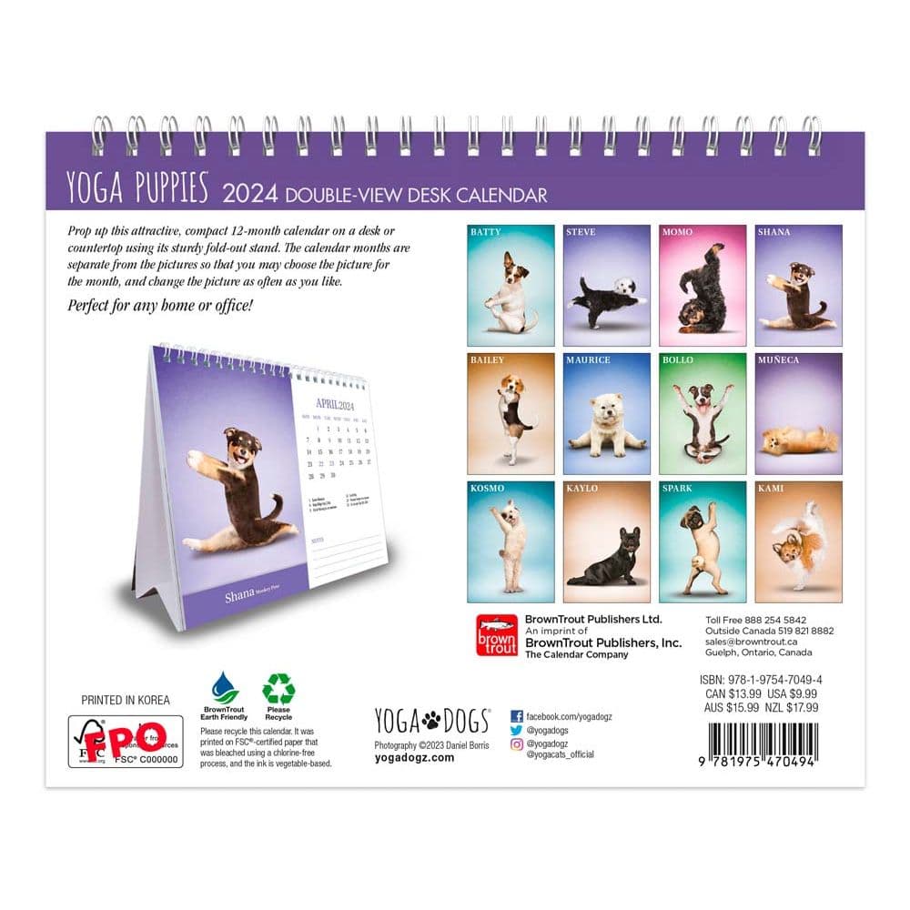 Yoga Puppies 2024 Easel Desk Calendar First Alternate  Image width=&quot;1000&quot; height=&quot;1000&quot;
