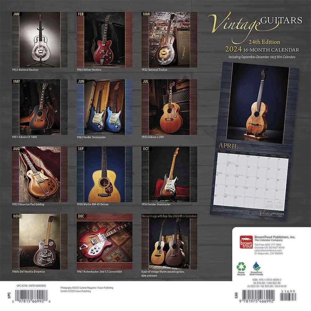 Vintage Guitars 2024 Wall Calendar