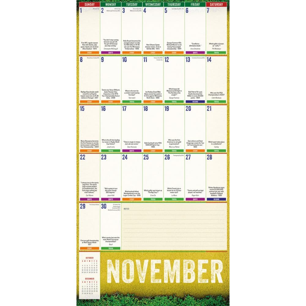 Sports Facts and Trivia 2026 Wall Calendar Fourth Alternate Image