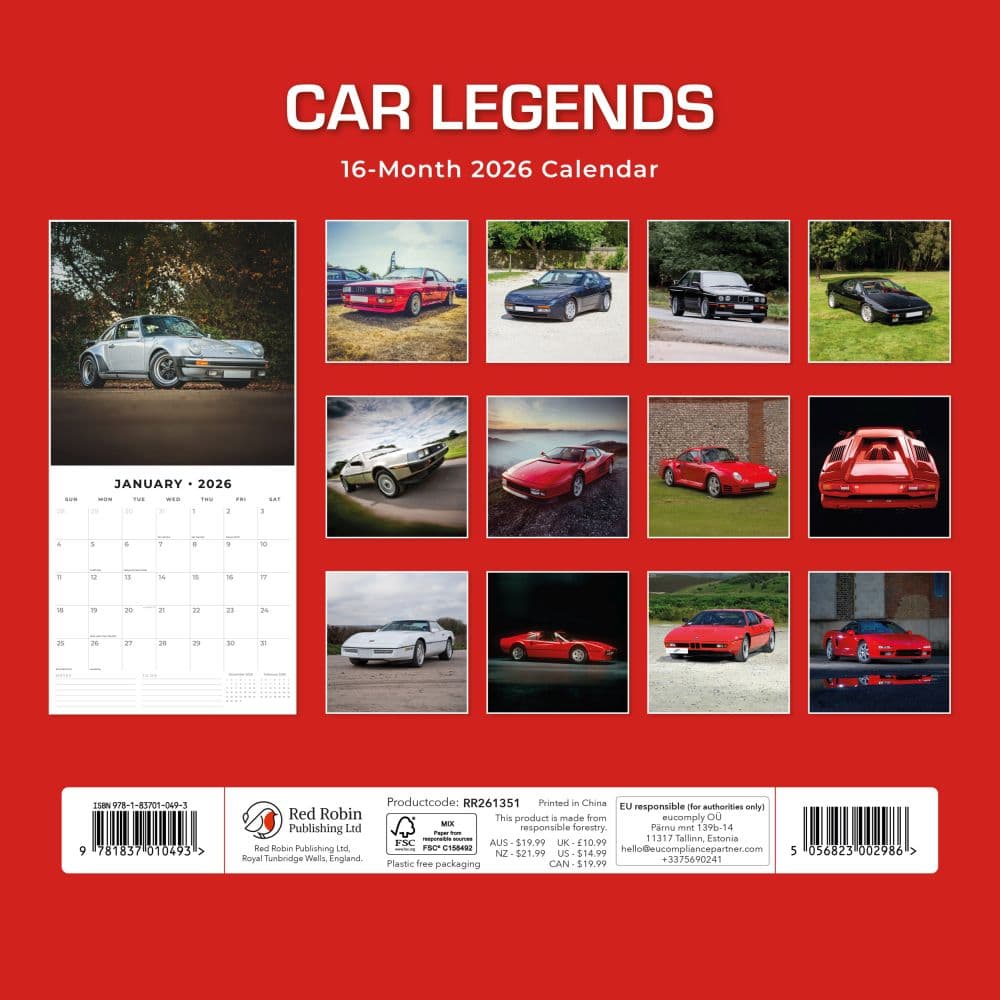Car Legends 2026 Wall Calendar First Alternate Image
