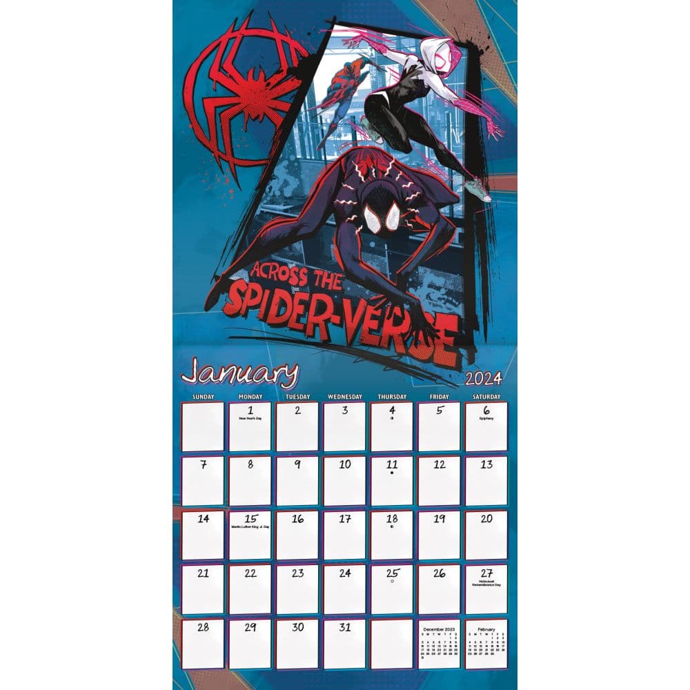 Spider Man Across Spider Verse Part One 2024 Wall Calendar Alt2