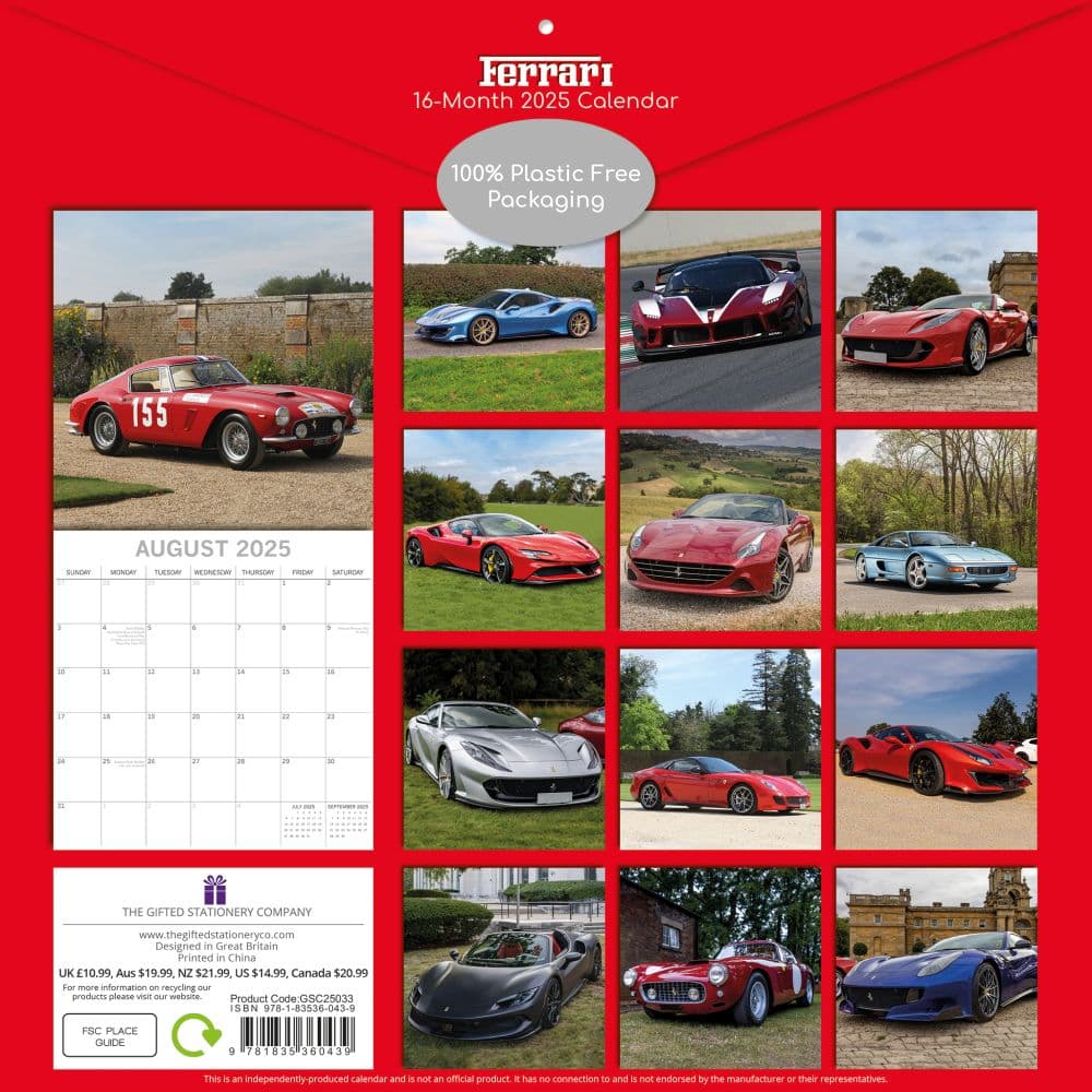Ferrari 2025 Wall Calendar