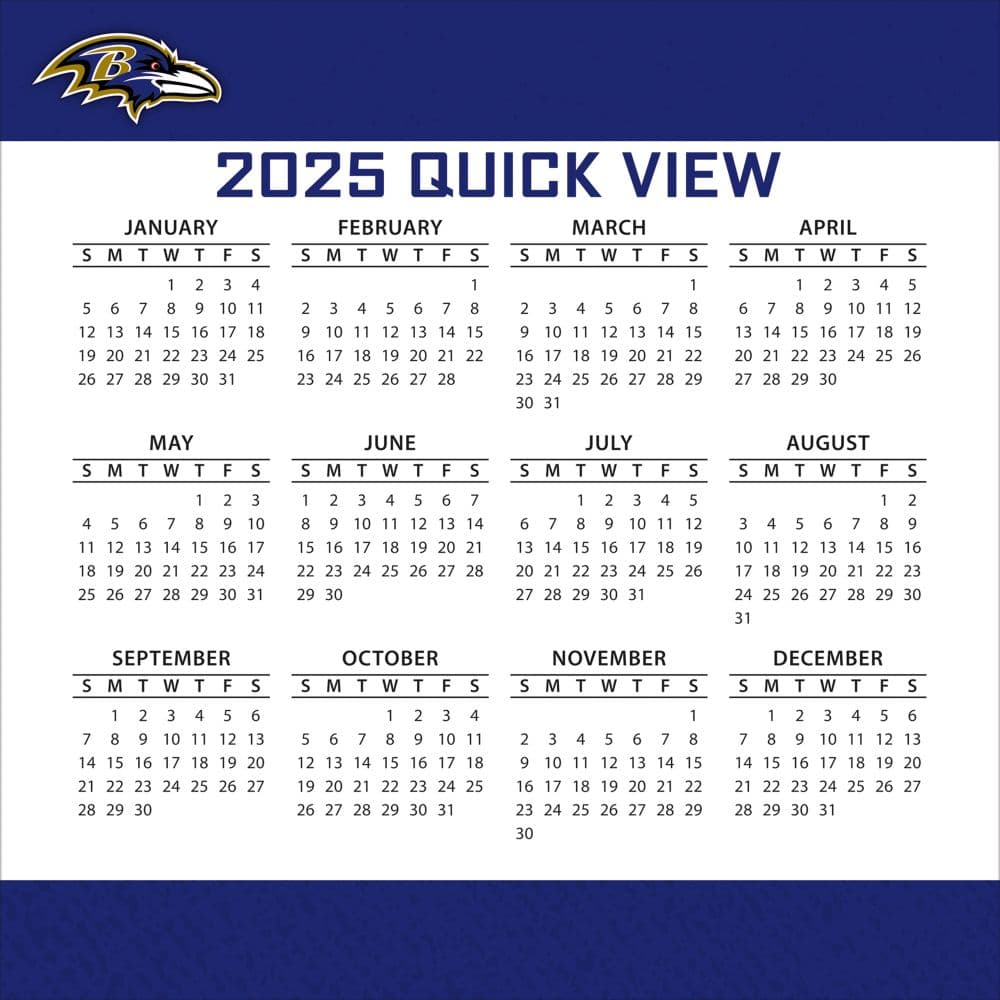 NFL Baltimore Ravens 2025 Desk Calendar Third Alternate Image