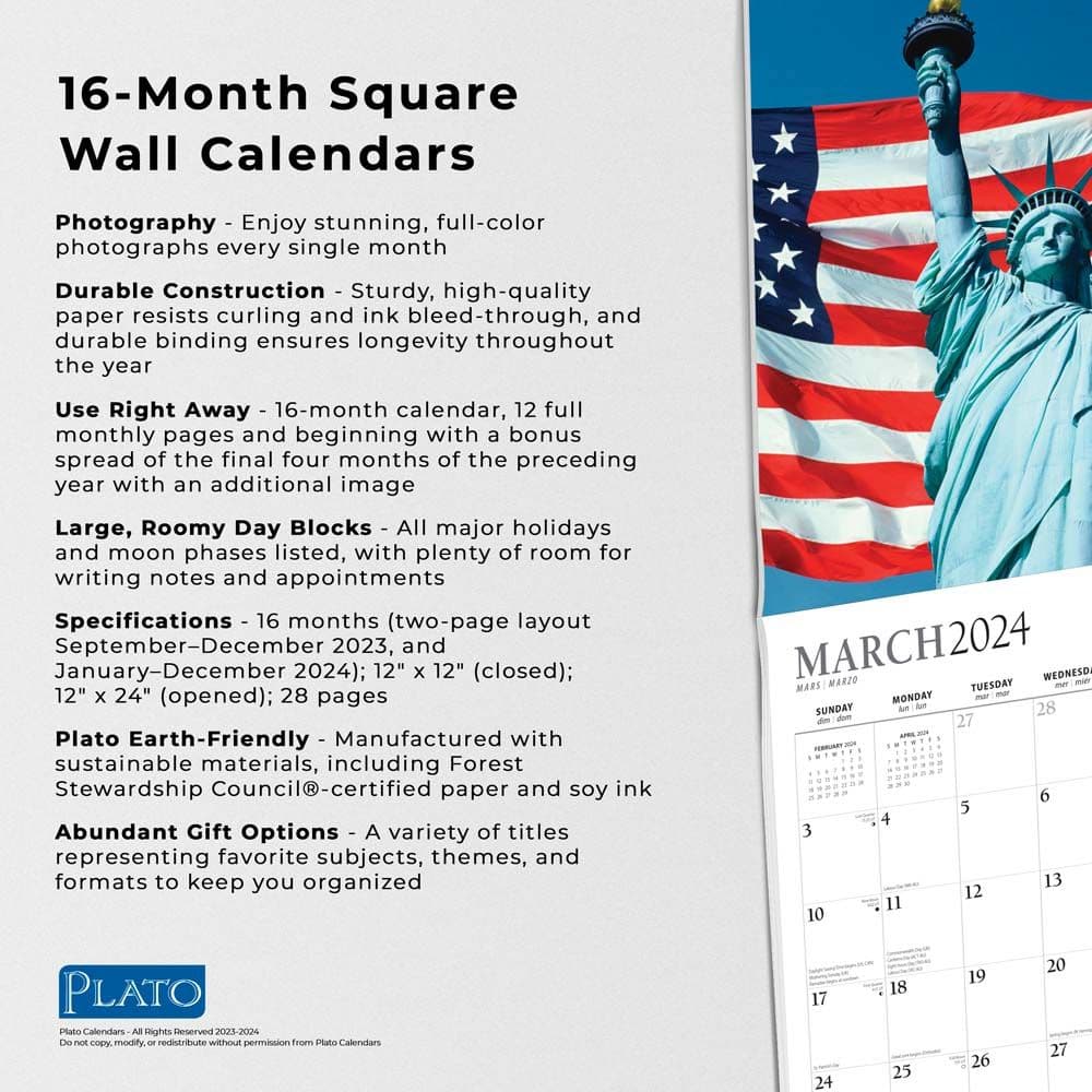 Americas Flag 2024 Wall Calendar