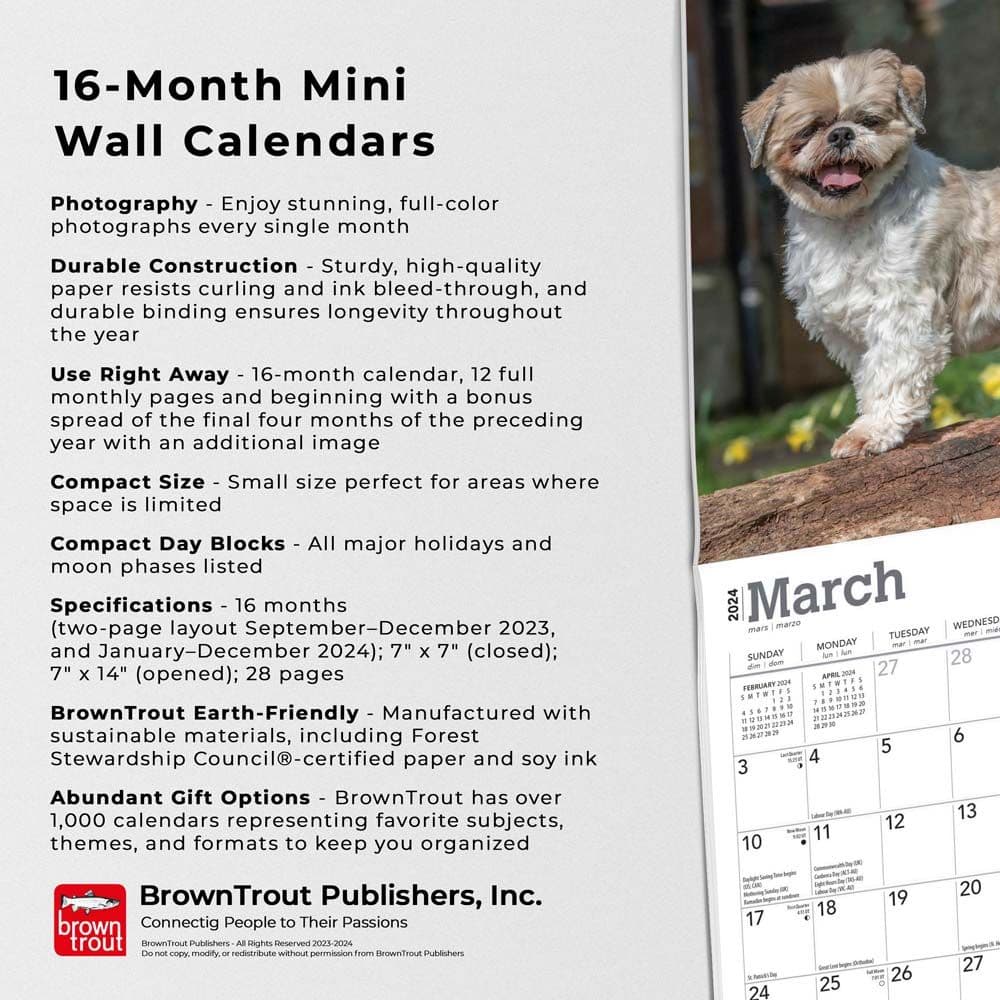 Shih Tzu 2024 Mini Wall Calendar Fourth Alternate Image width=&quot;1000&quot; height=&quot;1000&quot;