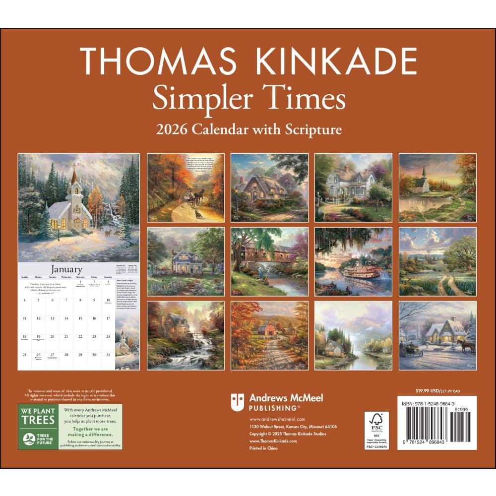 Thomas Kinkade Collectors Edition with Scripture 2026 Wall Calendar First Alternate Image