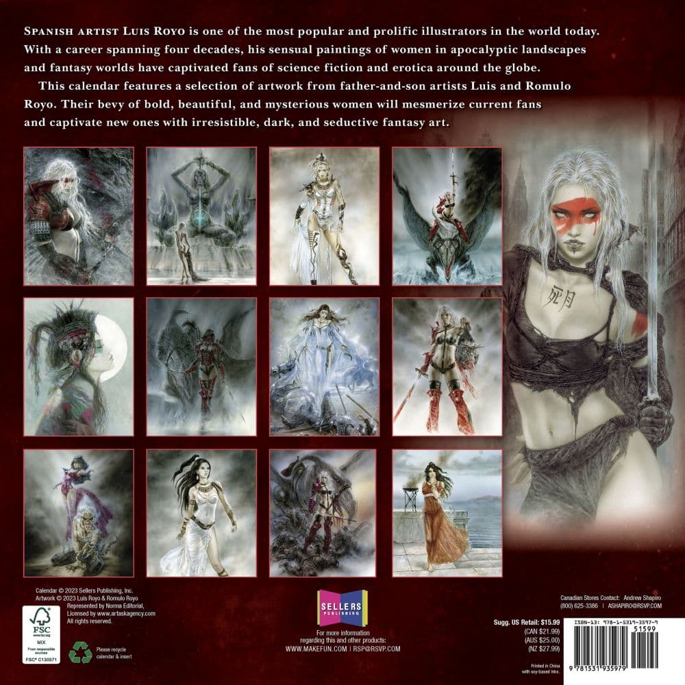 Royo 2024 Wall Calendar - Calendars.com