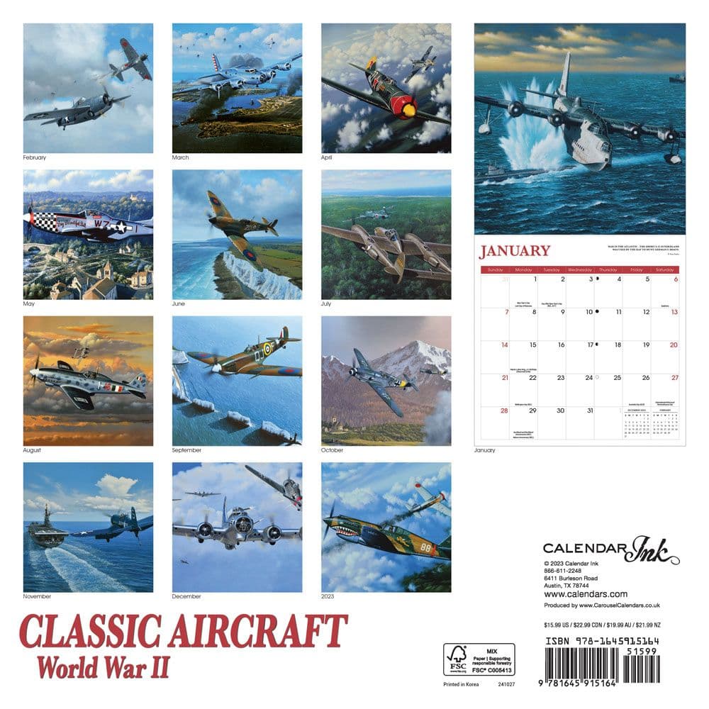 Aircraft Classic 2024 Wall Calendar