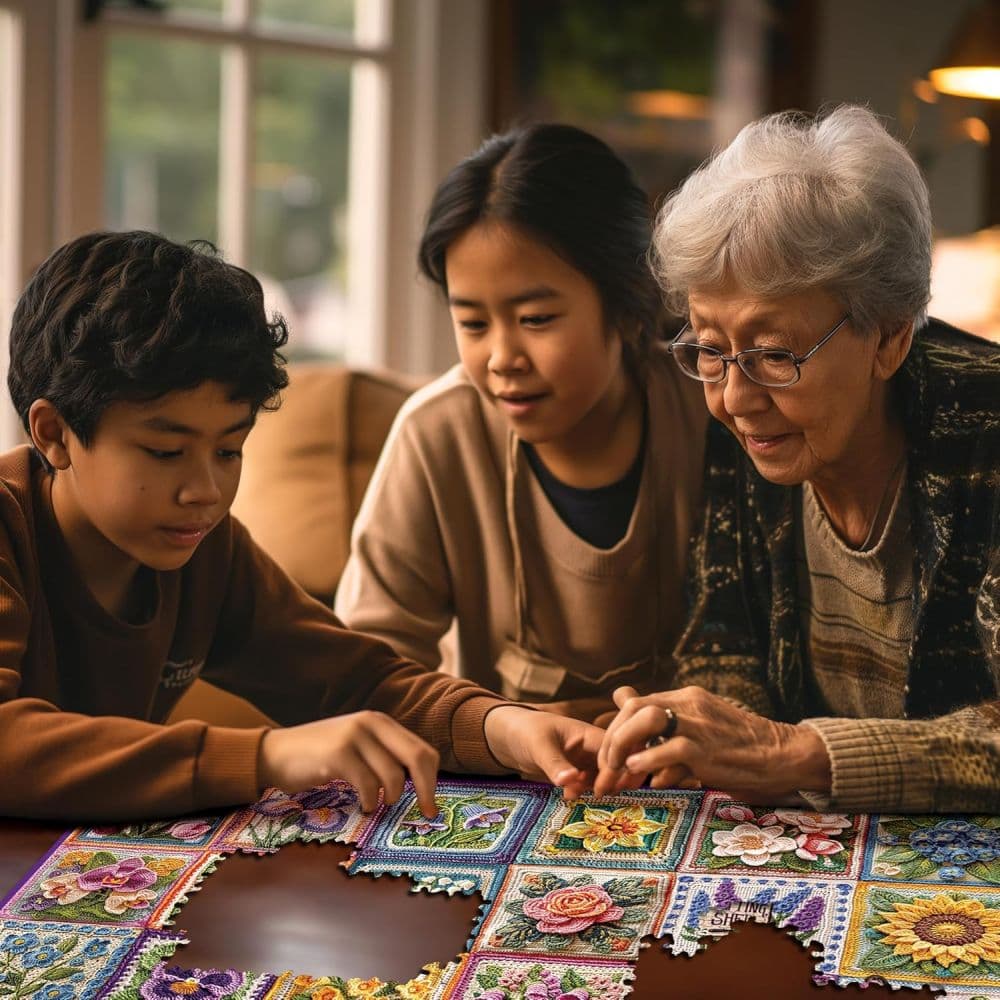 Flower Crochet 1000 Piece Puzzle by Jessica White Fourth Alternate Image