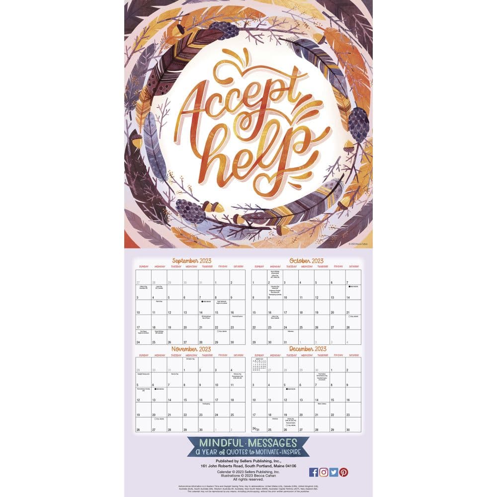 Mindful Messages 2024 Wall Calendar