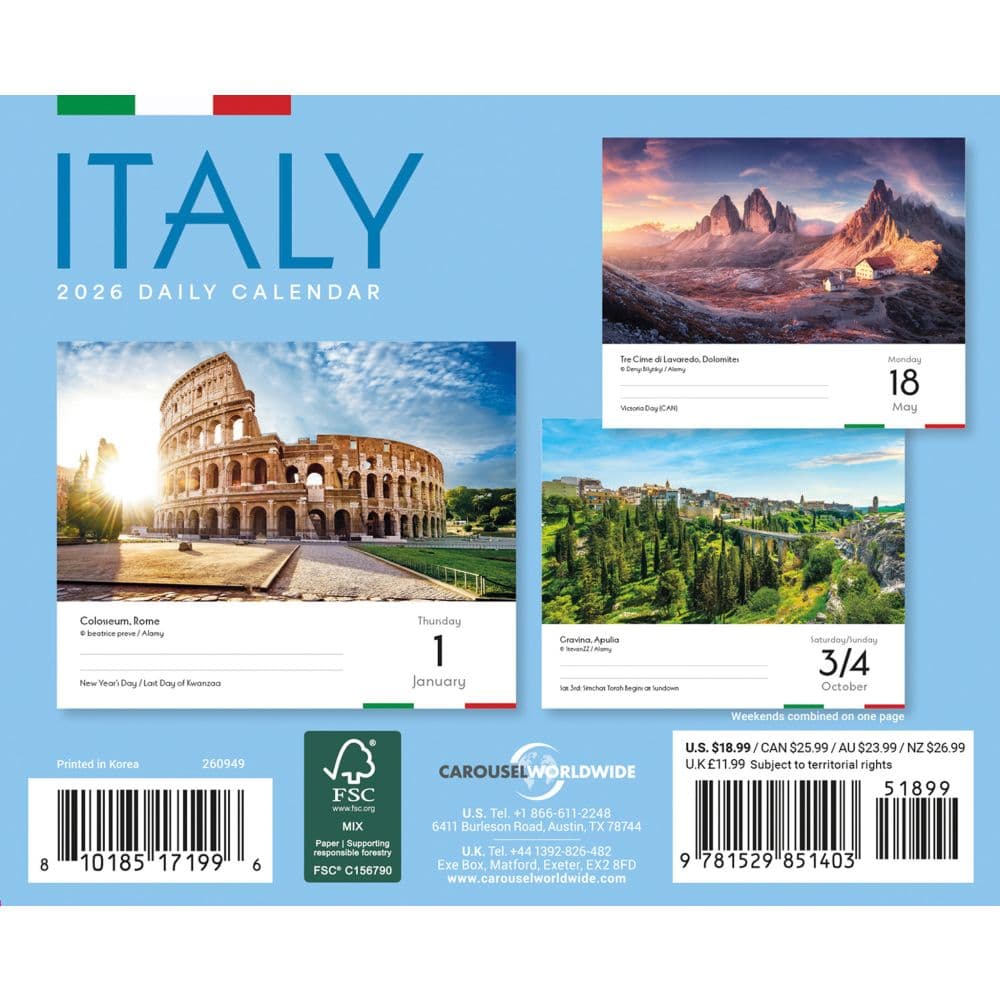 Italy 2026 Desk Calendar First Alternate Image