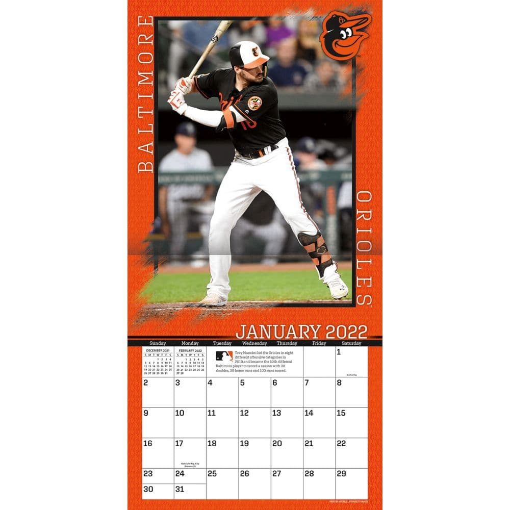 Mlb Baltimore Orioles 2022 Wall Calendar - Calendars.com
