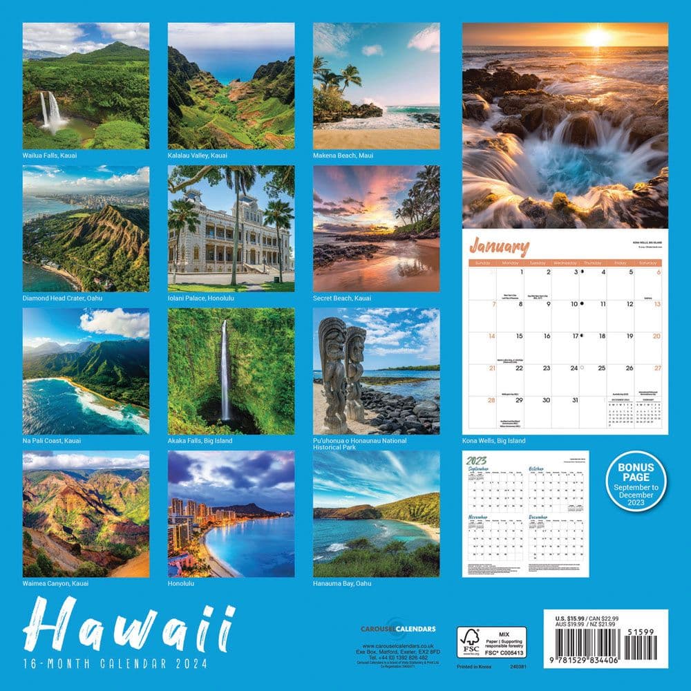 Hawaii 2024 Wall Calendar