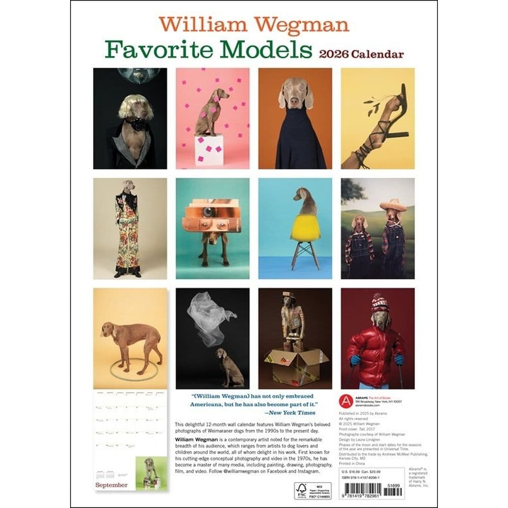 Mans Best Friend by William Wegman 2026 Wall Calendar First Alternate image