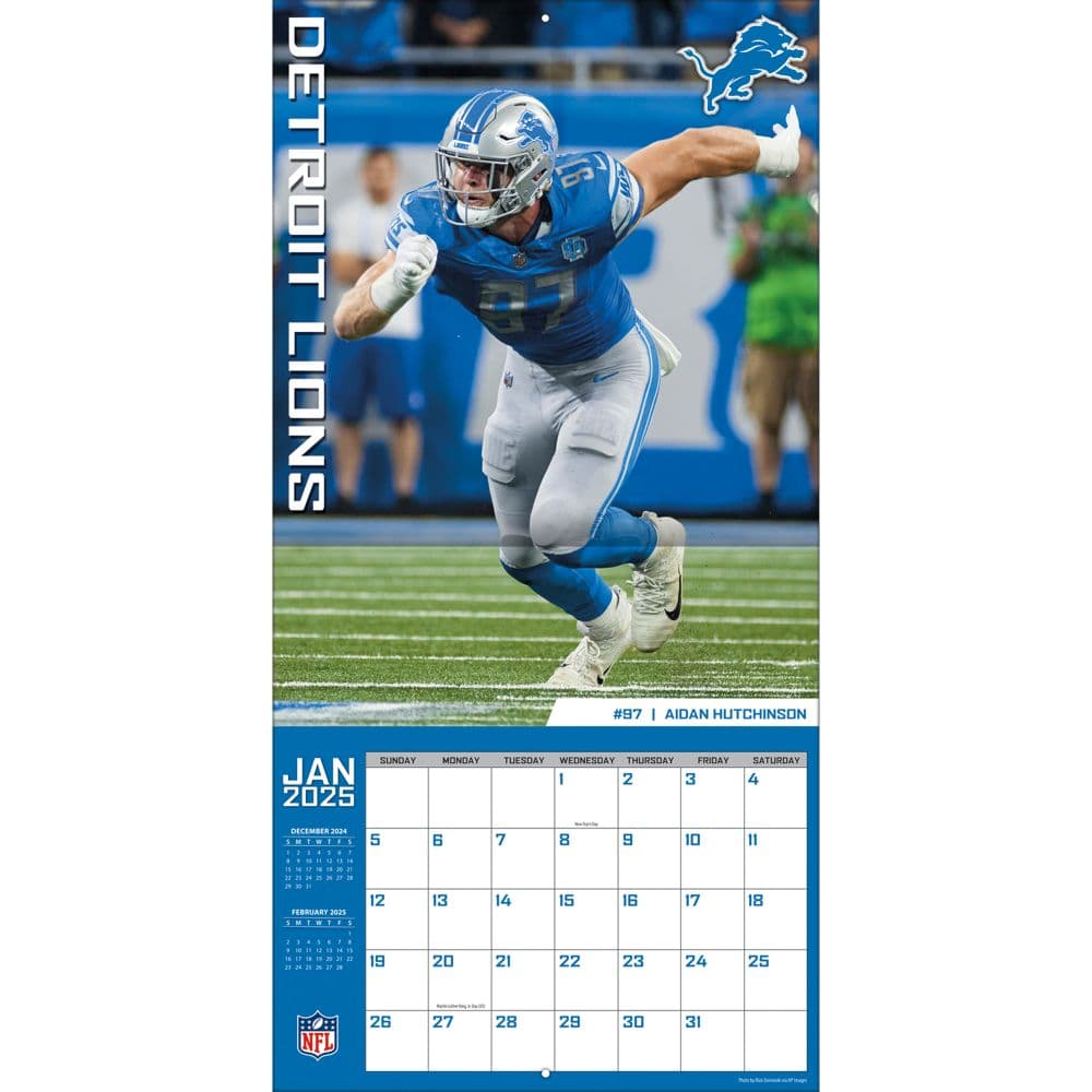 NFL Detroit Lions 2025 Wall Calendar Third Alternate Image width="1000" height="1000"