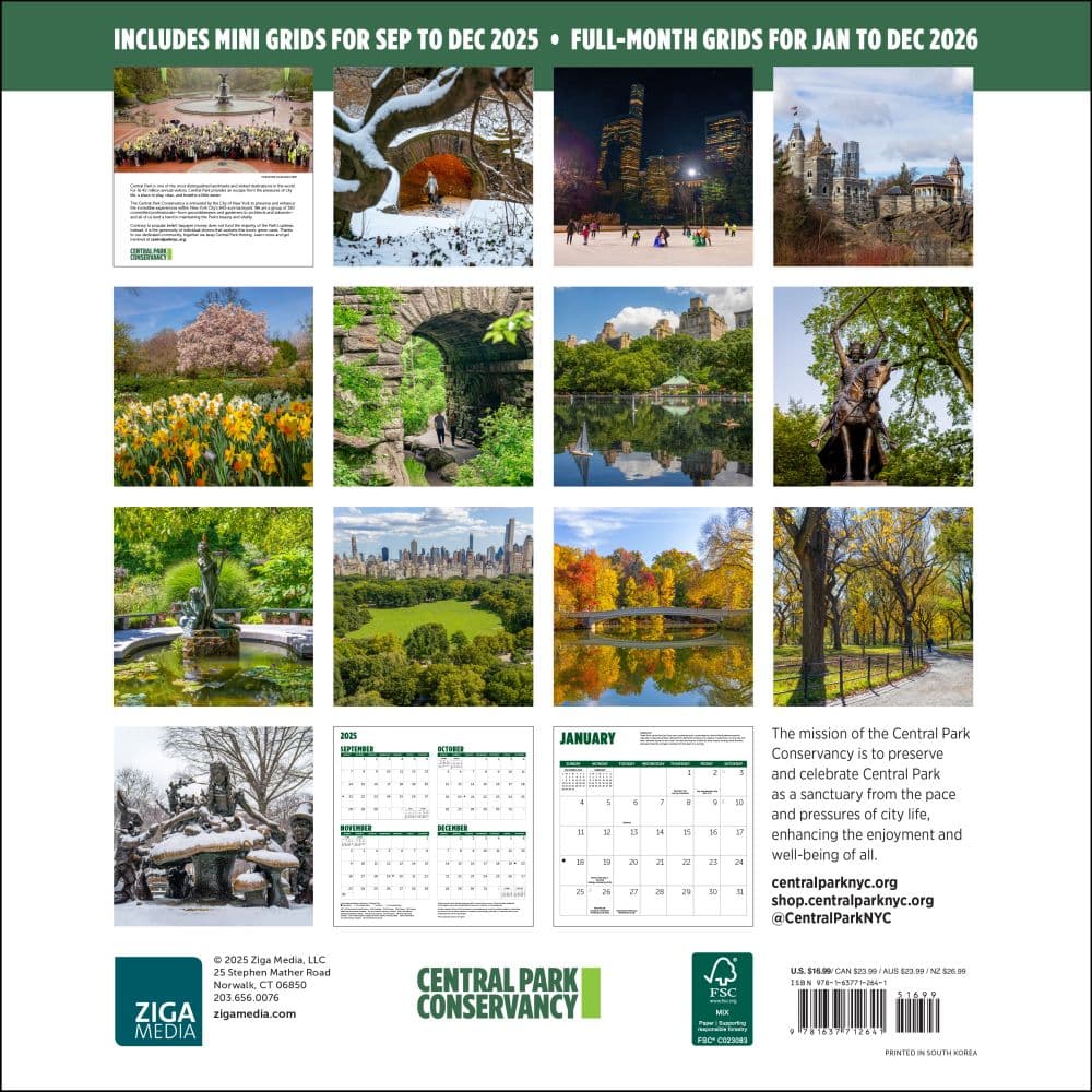 Central Park Conservancy 2026 Wall Calendar First Alternate Image