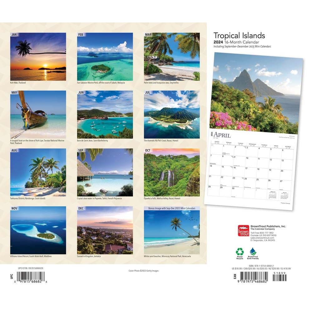 Tropical Islands Deluxe 2024 Wall Calendar