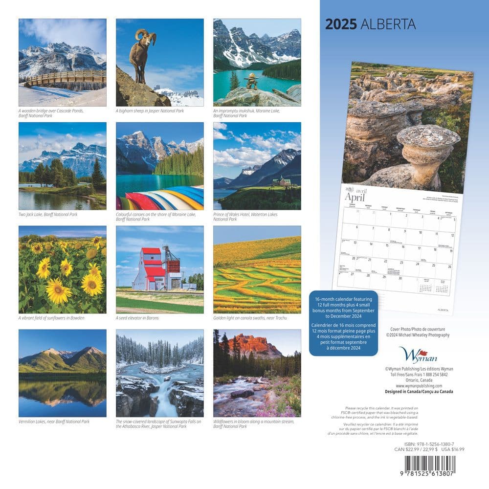 Alberta 2025 Wall Calendar back cover image