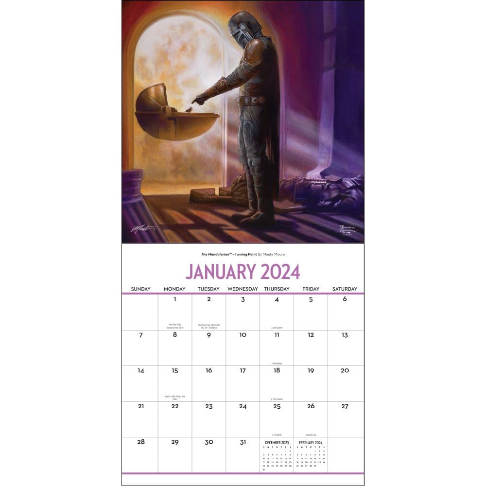 Mandalorian By Kinkade 2024 Wall Calendar W/Print