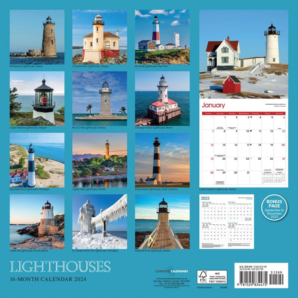 Lighthouses 2025 Wall Calendar