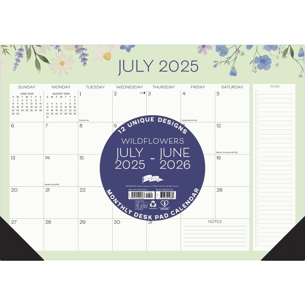 Wildflowers Academic 2026 Monthly Small Desk Pad Main Image_ALT2