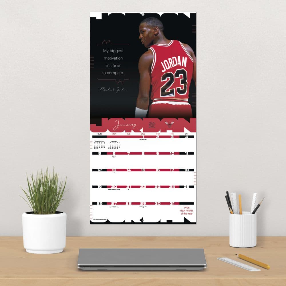 Michael Jordan 2025 Wall Calendar on a wall