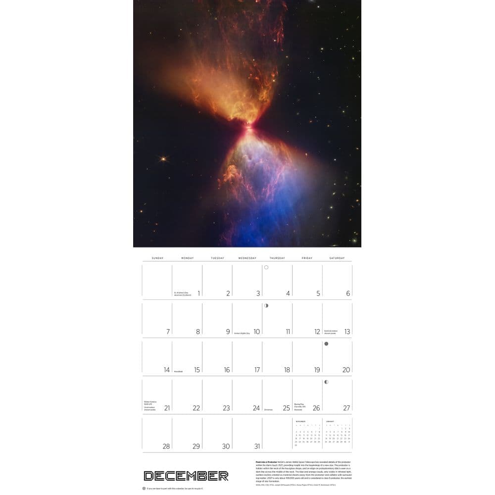 Space Hubble Telescope Special Edition 2025 Wall Calendar Third Alternate Image width="1000" height="1000"